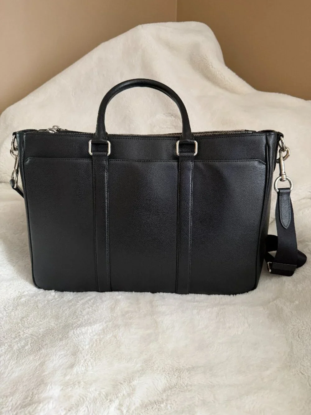 Coach F54775 Perry Metropolitan Black Leather Triple Compartment Briefcase